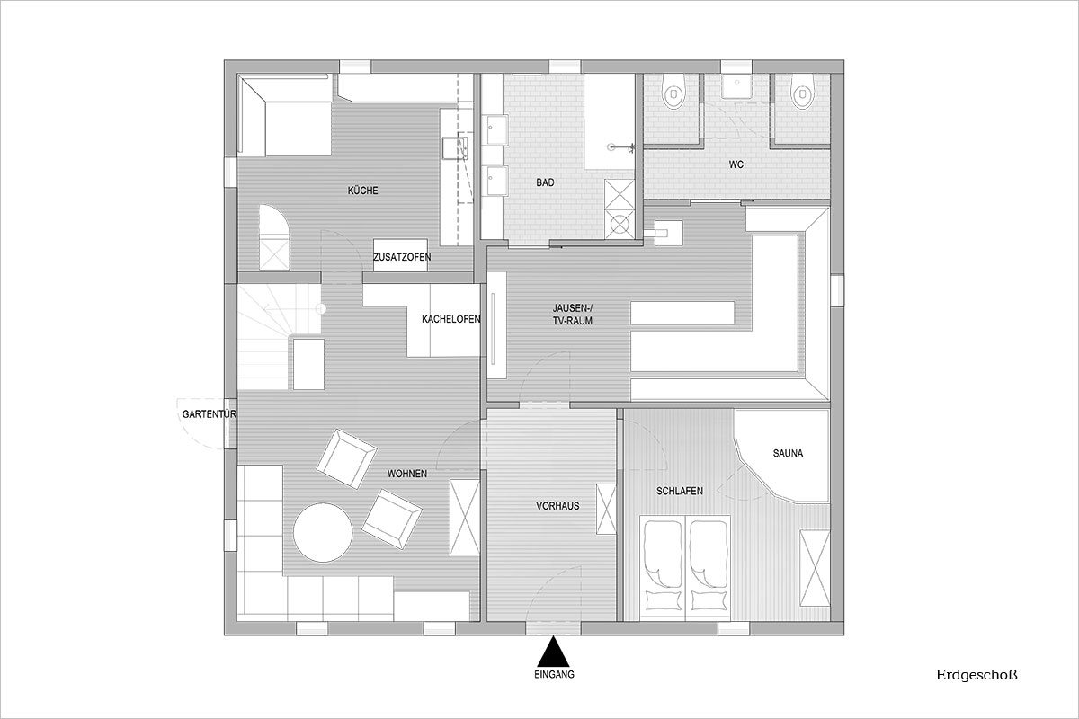 Grundriss Dachgeschoß - Design Ferienhaus Almhütte XL Ski Amadé