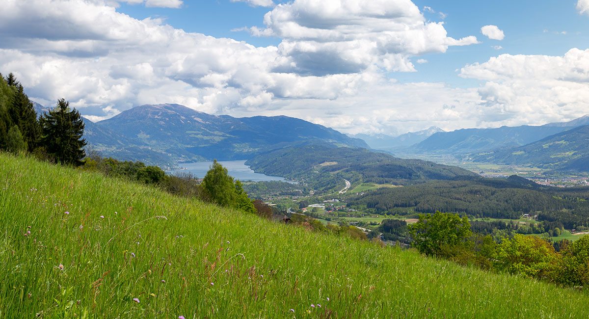 Aussicht - Design Ferienhaus Berg Chalet Millstätter See